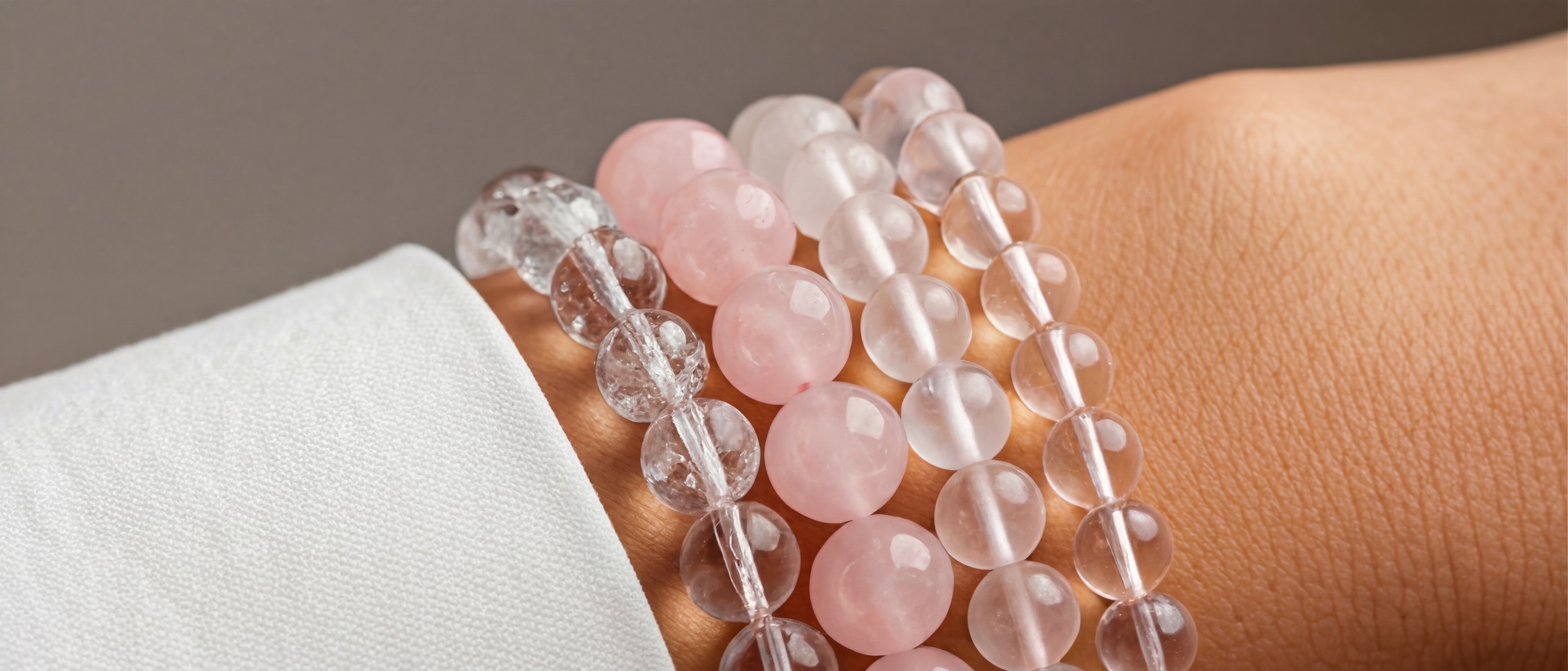 Crystal bracelets curated on linen